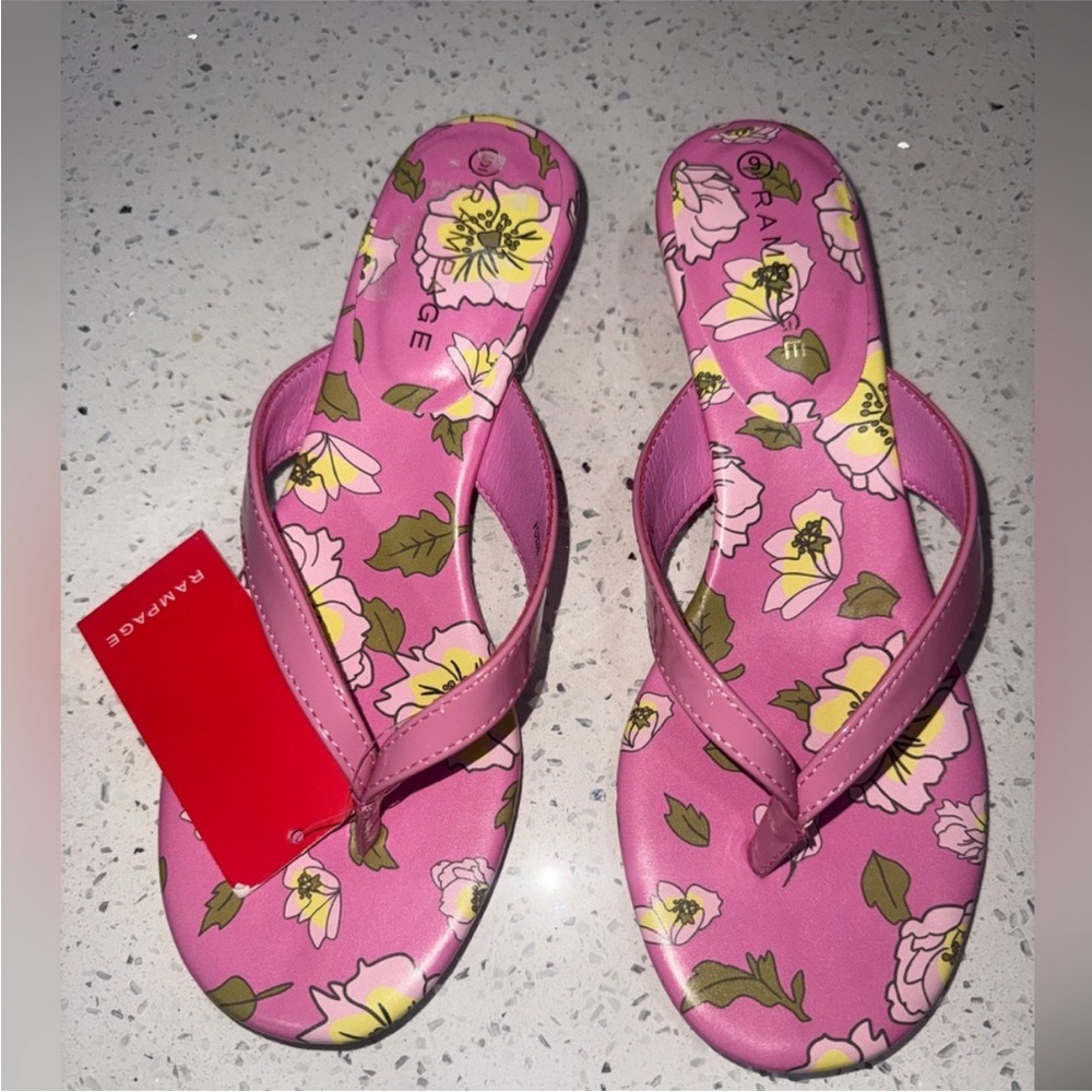 NWT Rampage Pink Floral Women's Sandals size 9
